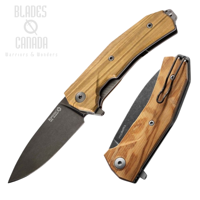Lion Steel KUR BUL Flipper Folding Knife, Sleipner PVD SW, Olive Wood